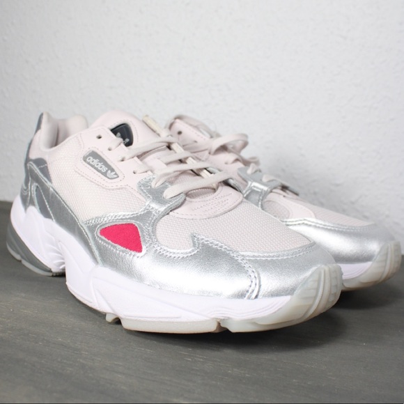 SOLD Adidas Falcon Shoes Light Peach Silver Size 8.5 - Picture 3 of 10